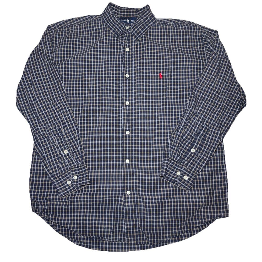 Ralph Lauren Blake Mens XL Blue/ Multicolor Plaid Button Down Shirt Long Sleeve